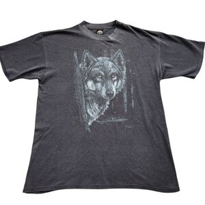 Vintage H.L. Miller Wolf Nature Graphic Tshirt Sz XL